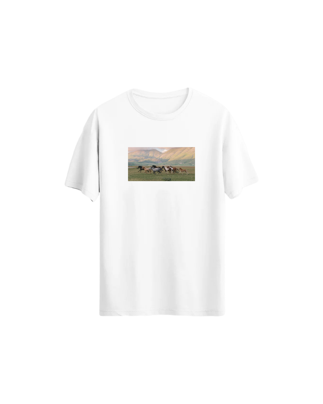 Nostaljik Vahşi Atlar Tişört - Nostalgic Wild Horses Regular Tshirt