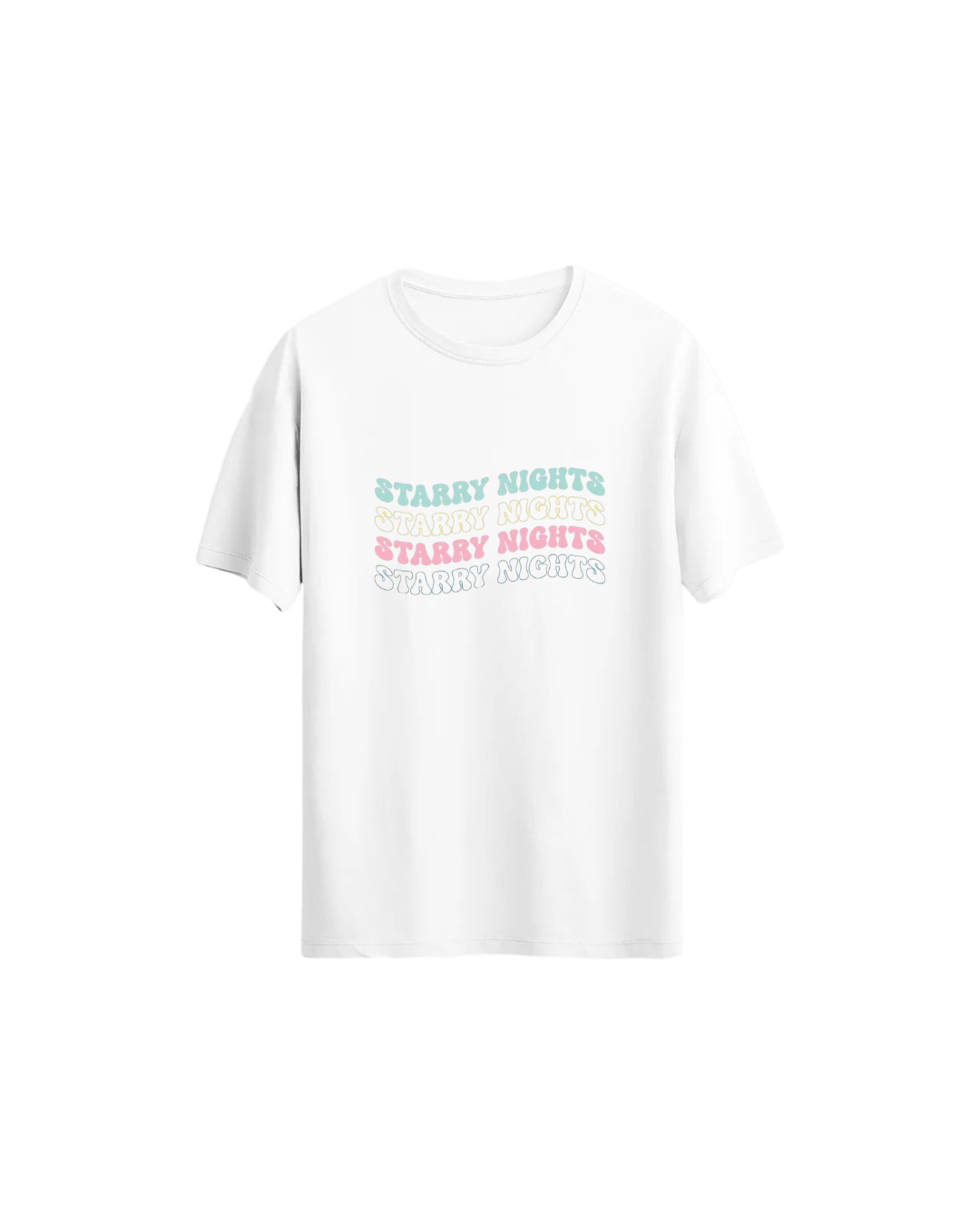 Yıldızlı Geceler Yazılı Tişört - Starry Nights Regular Tshirt