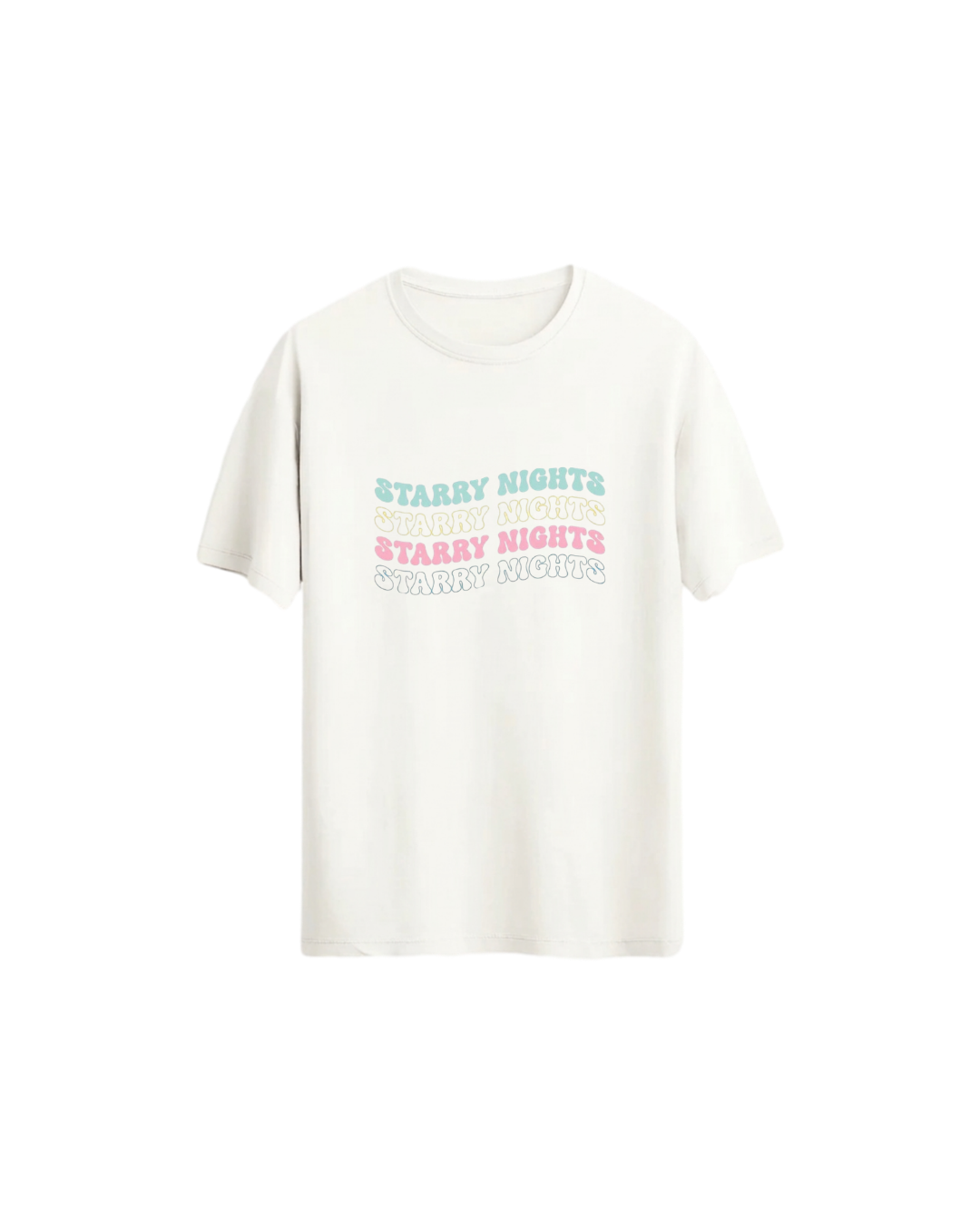 Yıldızlı Geceler Yazılı Tişört - Starry Nights Regular Tshirt